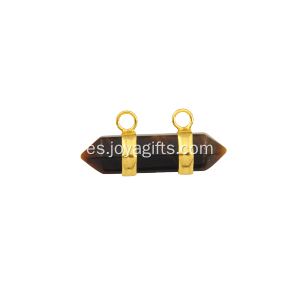 Colgante Hexagonal de Piedra de Ojo de Tigre y Moda con Oro de 18 quilates plateado